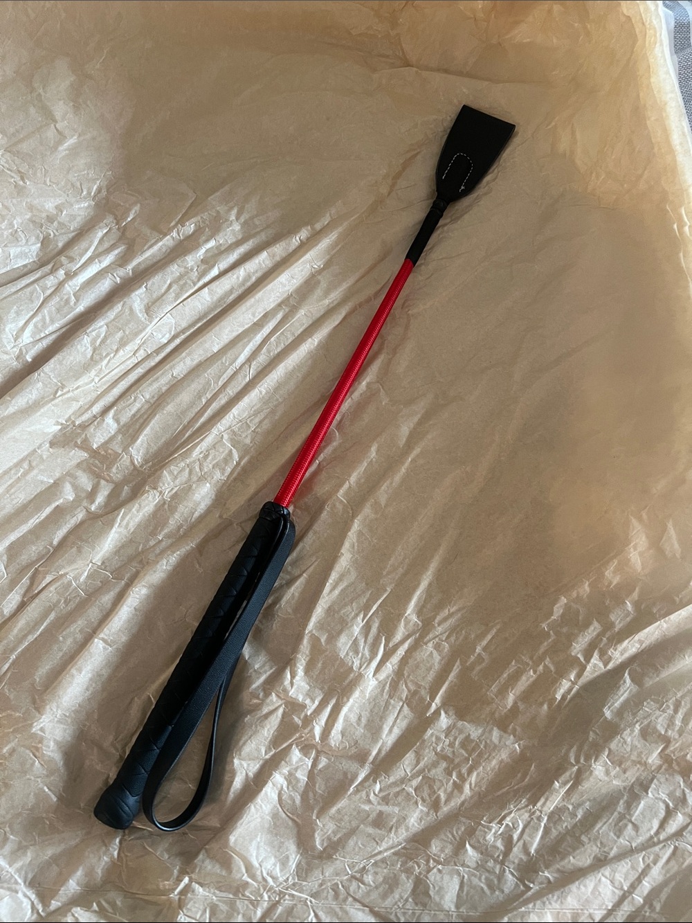 Red and Black Riding Crop - Unbranded Equestrian Crop for Home Parties